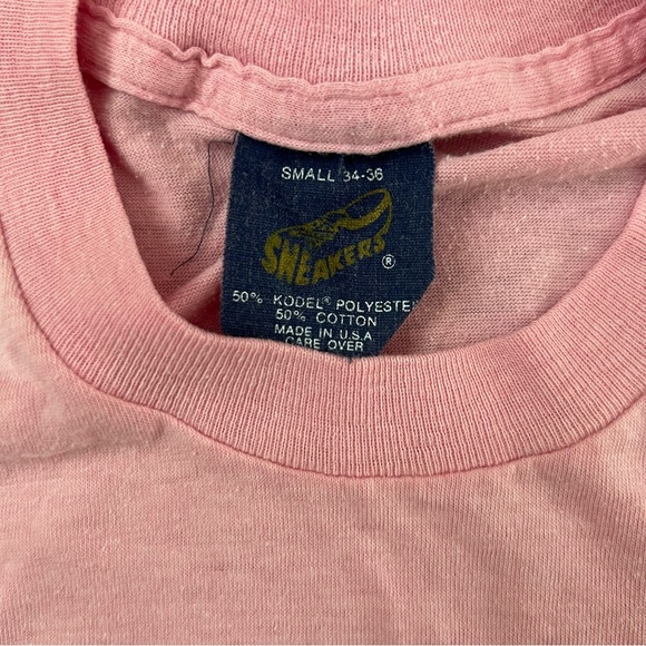 Vintage 80s Sneakers San Diego CA Palm Tree Graphic Tee Pink Sz Small 34-36 - Picture 4 of 7